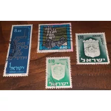 Lote De 4 Estampillas De Israel 1965-1978 - Escudos Y Otras