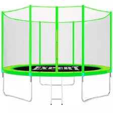 Cama Elástica Expert Kids Cme001244 Con Diámetro De 2.44 m, Color Del Cobertor De Resortes Verde Y Lona Negra