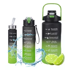 Kit 3 Garrafas De Água Desportiva Academia 2l 900ml 300ml