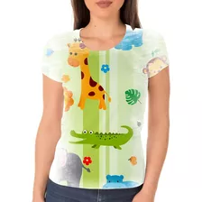 Camisa Camiseta Feminina Safari Tema Infantil Festa Bebê 3