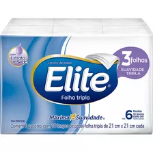 Lenso De Papel Elite Folha Tripla 6 Pacotes Sem Perfume Seda