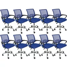 Kit 10 Cadeiras Para Escritório Diretor Tela Mesh Tok Wt