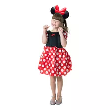 Fantasia Vestido Infantil Minnie Com Tiara