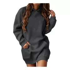 Vestido Tipo Sudadera Con Capucha Y Bolsillo De Manga Larga