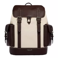 Mochila Coach Hudson Canvas Dark Teak Leather - Original