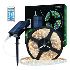 Cinta Led Solar 24v 5m 300led Ip65 Luz Calida Control Remoto Color De La Luz Blanco Cálido