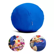 Puff Organizador Infantil Para Bichos De Pelúcia Azul Escuro