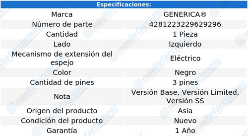 Espejo Buick Century 1989 1990 1991 1992 1993 1996 Elect Izq Foto 2