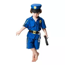 Fantasia Infantil De Policial Curta Completa De 2 A 12 Anos