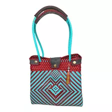 Bolsa Artesanal Hecha A Mano Para Mujer Tote Bag Celeste