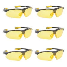 Kit 6 Óculos De Segurança Boxer Ciclismo Amarelo
