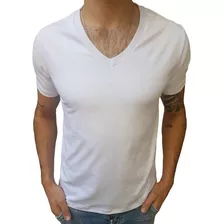 Camisa Básica 100% Algodão 30.1 Gola V Média Manga Curta