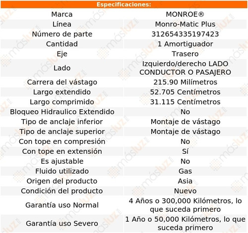 1) Amortiguador Monro-matic Plus Izq/der Tras Monterey 54/56 Foto 3