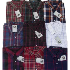 Kit 5 Camisa Social Xadrez Masculina Manga Curta Fit Atacado