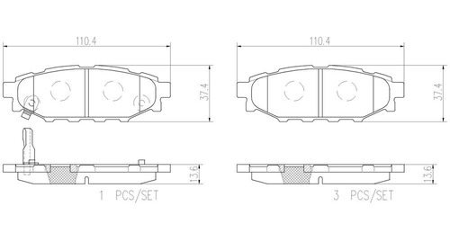 Set-4 Balatas Ceramica Traseras Subaru Legacy 2.5l H4 2009 Foto 2