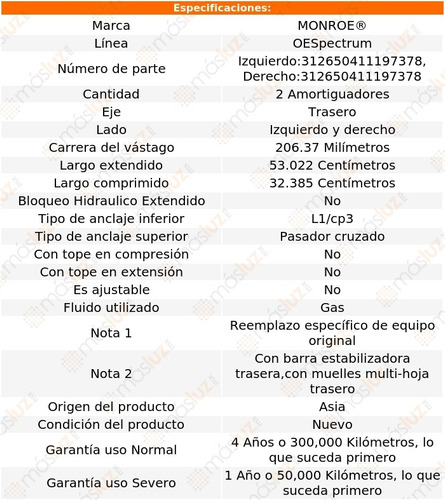 Kit 2 Amortiguadores Tra Gas Oespectrum Nova Chevrolet 69/73 Foto 3