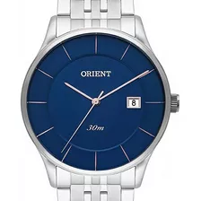 Relogio Orient Masculino Fundo Azul Slim Minimalista