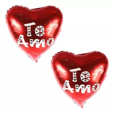 2 Balão Metalizado Coração Te Amo Dia Dos Namorados 81 Cm