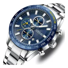 Relojes Cronógrafo Y Calendario De Las Mejores Marcas Crrju Color Del Fondo Silver/blue