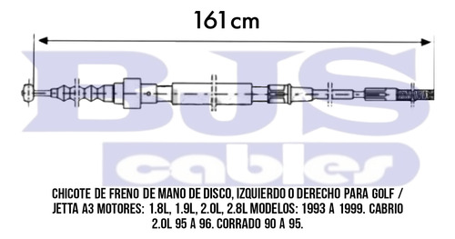 Chicote Freno Mano Vw Golf / Jetta A3 Disco 93-99 Reforzado  Foto 2