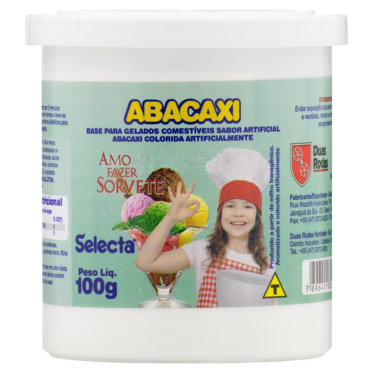 Base Para Gelados Comestíveis Sabor Abacaxi Pote 100g Selecta