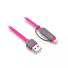 Cabo Para iPhone Micro Usb 2 Em 1 Flat 10 Cm Elgin