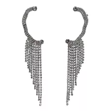 Brinco Ear Cuff Franja Strass Blogueira Par