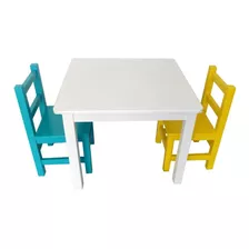 Mesa Y Silla Para Niños De Madera Pintadas Mueble Infantil