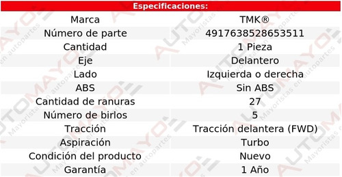 1 - Maza Del Izq/der Sin Abs Tmk Trafic L4 1.9l 08-14 Foto 2