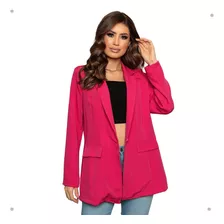 Blazer Feminino Acinturado Alfaiataria Manga Longa Elegante