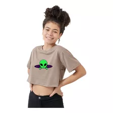 Blusinha Feminina Cropped Algodão Et Alien Nave Promoção