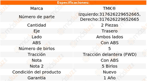 2- Mazas Traseras Con Abs Lincoln Zephyr 3.0l V6 2006 Tmk Foto 2