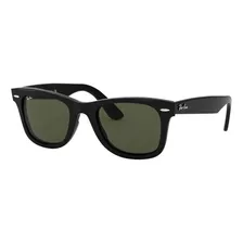 Óculos De Sol Ray-ban Wayfarer Ease Standard Armação De Injected Cor Gloss Black, Lente Green De Cristal Clássica, Haste Gloss Black De Injected - Rb4340