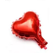 30 Balões Metal. Mini Coração Vermelho 11 Cm 5 Pol+ Vareta
