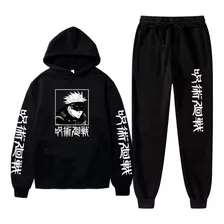 Blusa De Frio Jujutsu Kaisen Conjunto Moletom Canguru + Calç