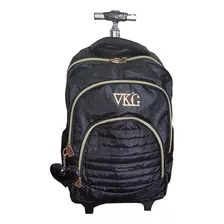 Mochila De Rodinhas Vkg Zíper Com Chaveiro Preta