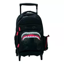 Mochila Escolar Carrito Con 3 Ruedas Tiburon Lsyd - Lemi Eq Color Negro Diseño De La Tela Liso