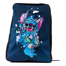 Mochila Escolar Stitch Manchas De Tinta Azul Volta Às Aulas