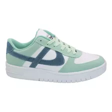 Tenis Panam Choclo Meztli Menta/blanco Burbujas Moda Casual