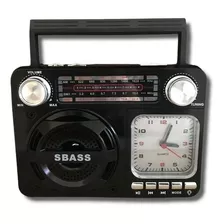 Rádio Relógio Retro Bluetooth Vintage Usb Portátil Altomex Ad-136 Preto 110v/220v