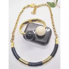 Colar Feminino Banhado À Ouro Pulseira Bola Alto Padrão Luxo