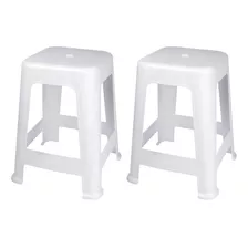 Kit 2 Banquetas Banco Plástica Banquinho Cadeira Mor 120kg Cor Branco