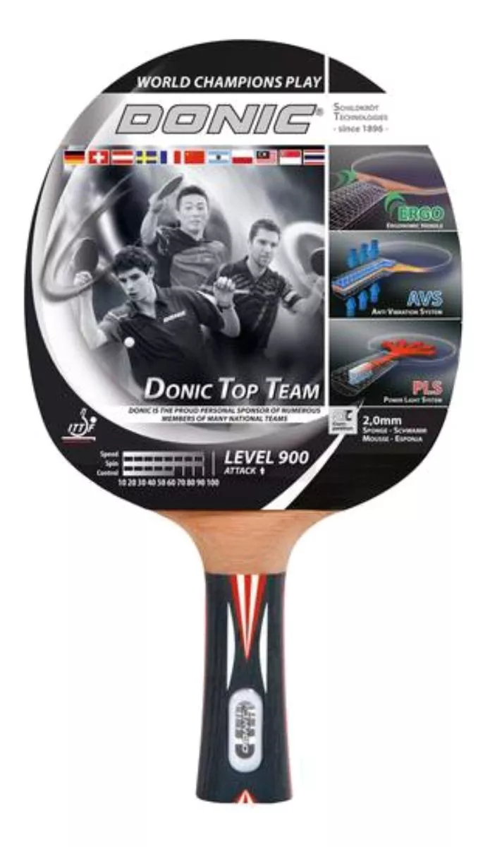 Raquete De Ping Pong Donic Schildkrot Top Team 900 Preta Fl (côncavo)