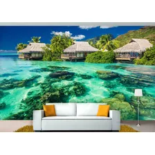 Papel De Parede 3d Paisagem Praia Mar Céu Sol 10m² Npr124