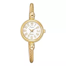 Relógio Feminino Mini Dourado Analógico Pulseira Ajustável Cor Do Fundo Branco