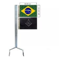 Par Haste Bandeira P/ Moto + 2 Bandeira Brasil / Maçonaria