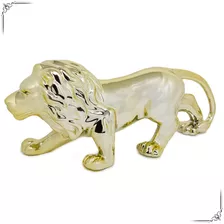 Enfeite Mesa Leão Decorativo Sugestão Presente Criativo Luxo Cor Dourado