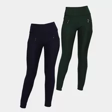 Kit 2 Calça Legging Gorgurao Leg Feminina Montaria Com Bolso