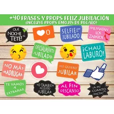 Kit Photo Booth Frases Y Props Feliz Jubilación + Regalo