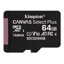 Tarjeta Microsd Mem De 64 Gb Kingston 100 Mb/s Canvas Select Plus